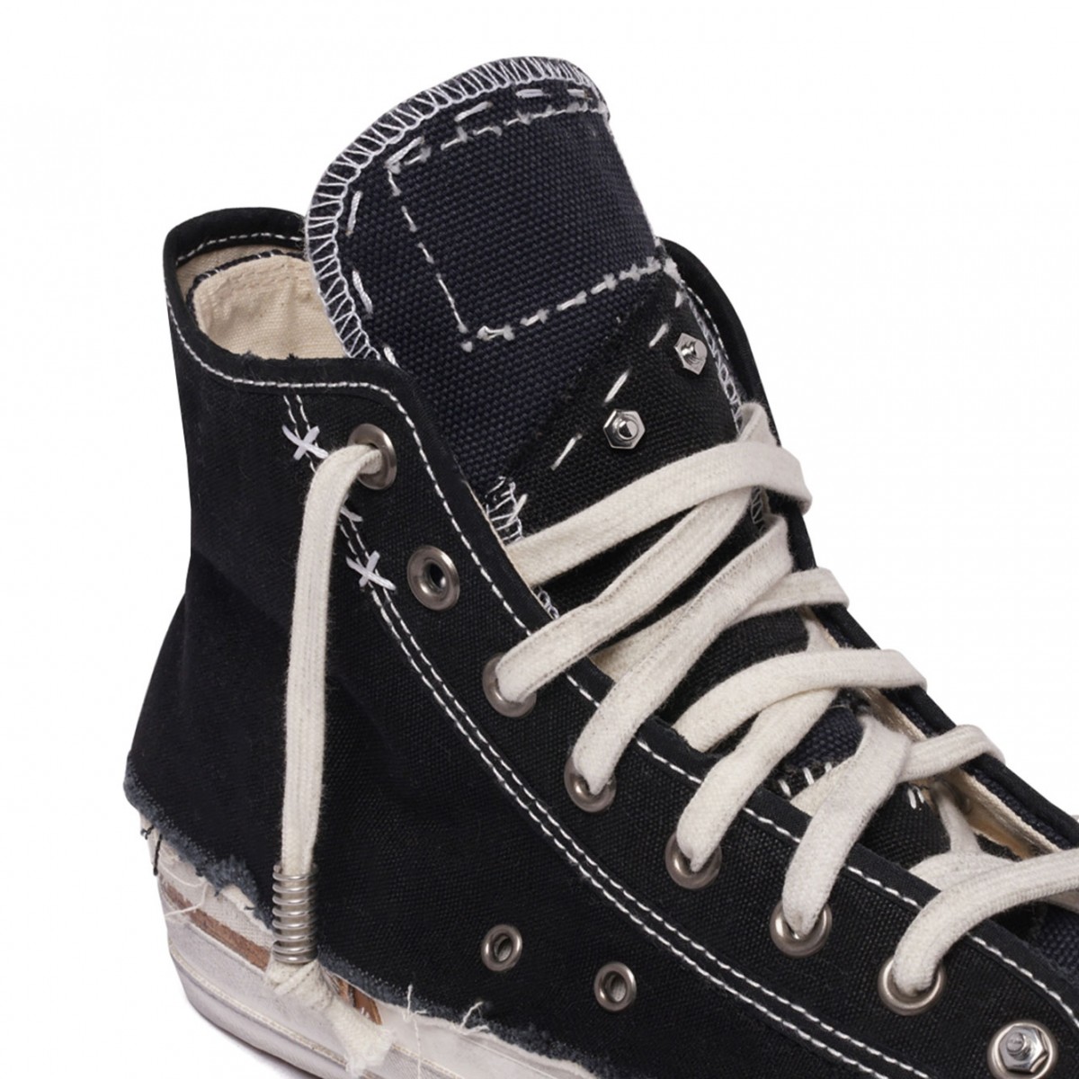 Black Distressed High-Top Sneakers