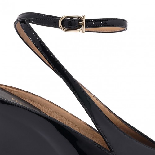 Black Peep Toe Sandal With Wedge