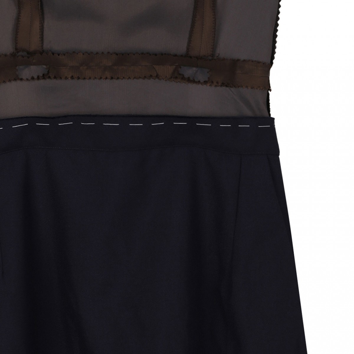 Blue and Chocolate Panelled Midi Dress