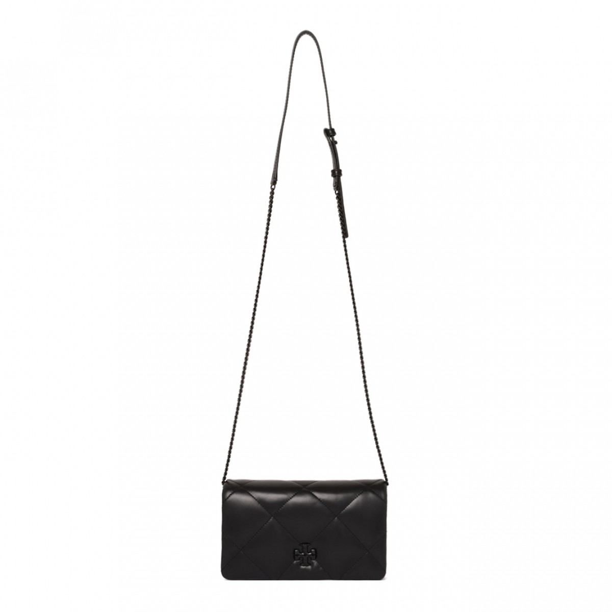 Black Kira Diamond Quilt Powder Coated Chain Wallet