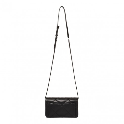 Black Kira Diamond Quilt Powder Coated Chain Wallet 2