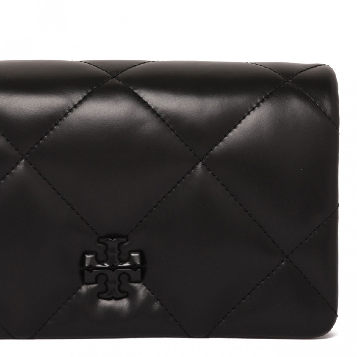 Black Kira Diamond Quilt Powder Coated Chain Wallet