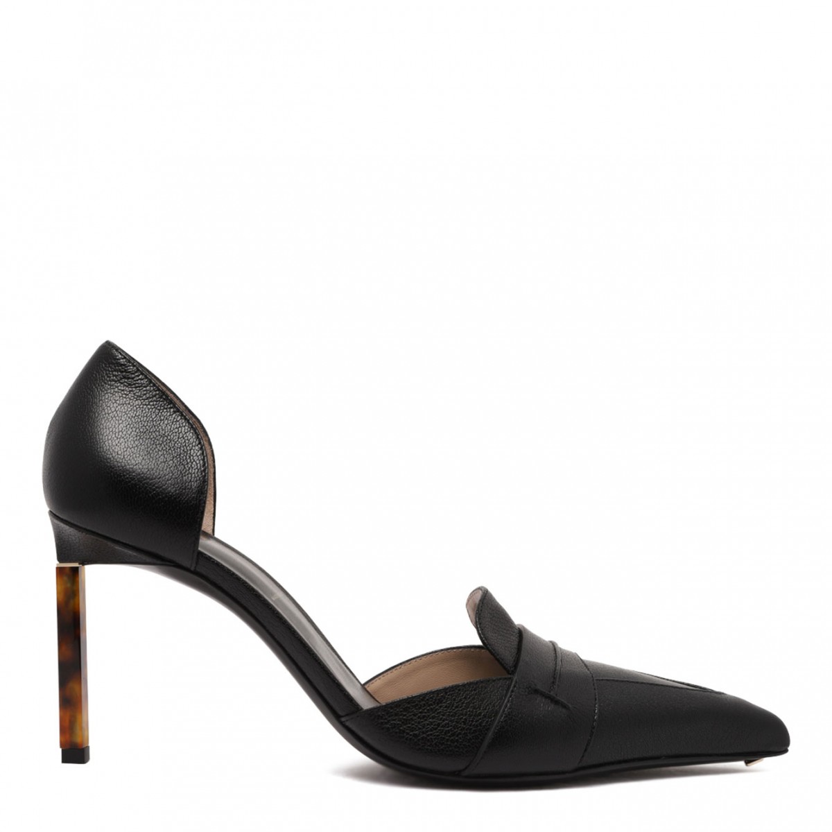 Black Supple Grain Leather Eva D'Orsay Pump