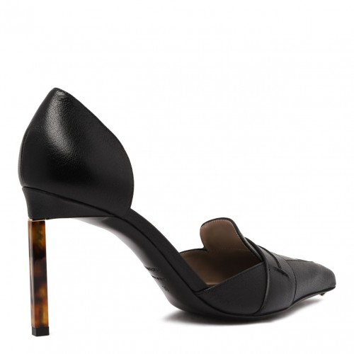 Black Supple Grain Leather Eva D'Orsay Pump