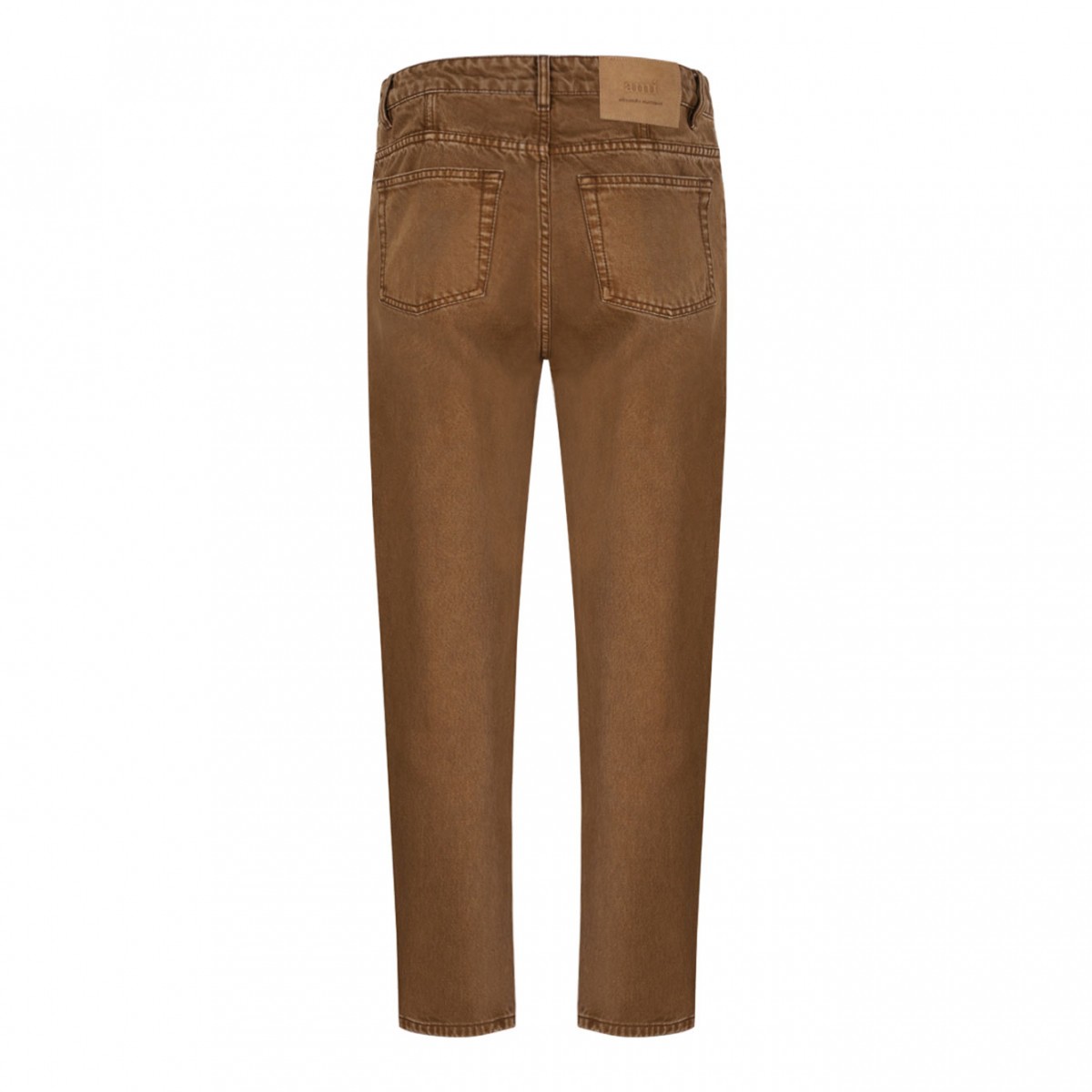 Brown Cotton Tapered Fit Jeans