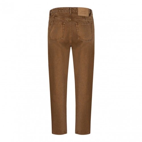 Brown Cotton Tapered Fit Jeans