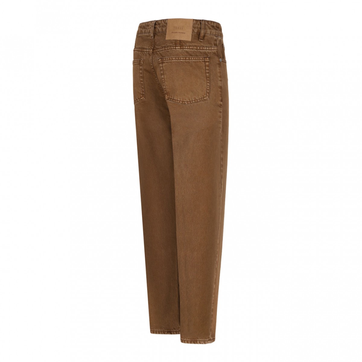 Brown Cotton Tapered Fit Jeans