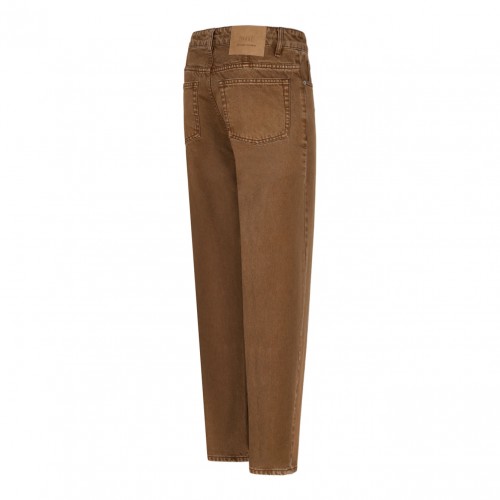 Brown Cotton Tapered Fit Jeans