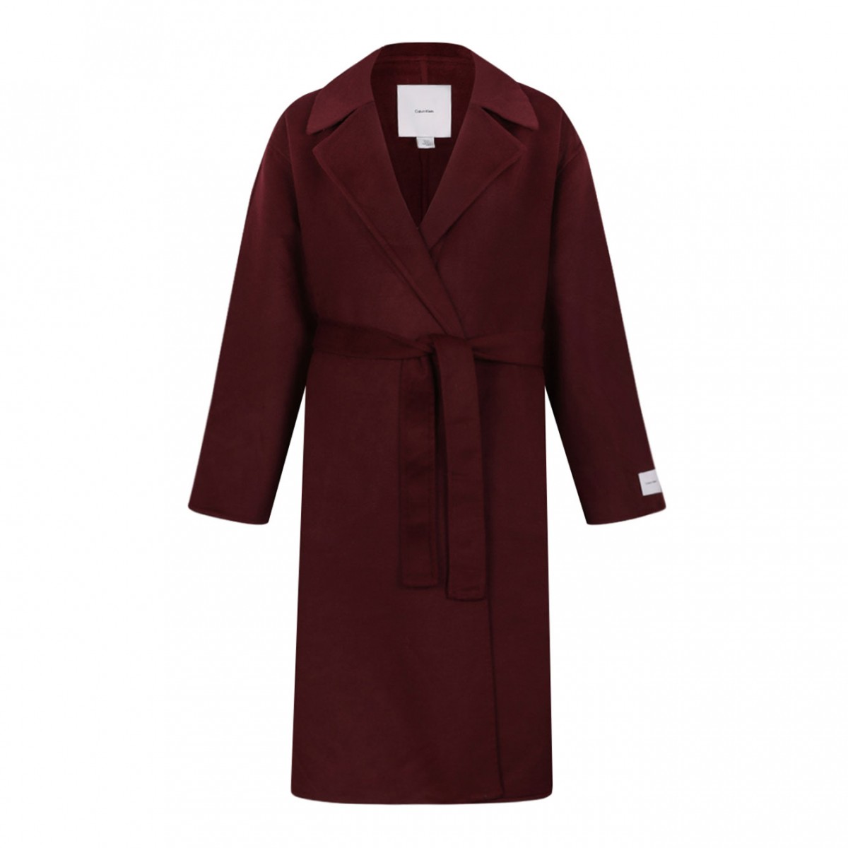 Deep Red Trench Coat With Belt
