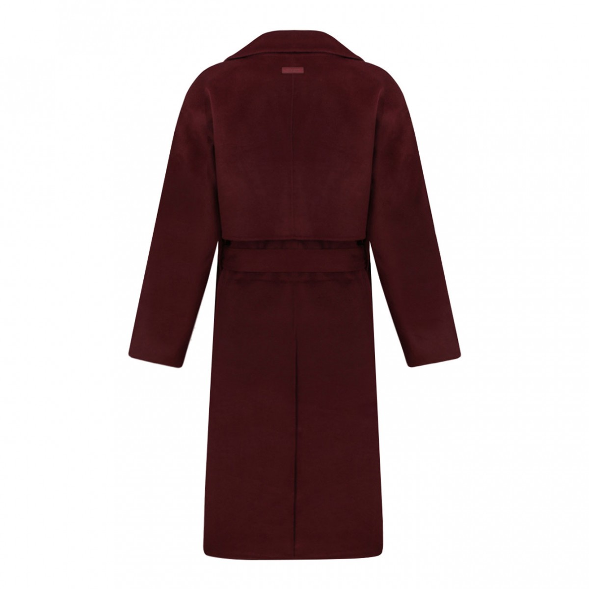 Deep Red Trench Coat With Belt