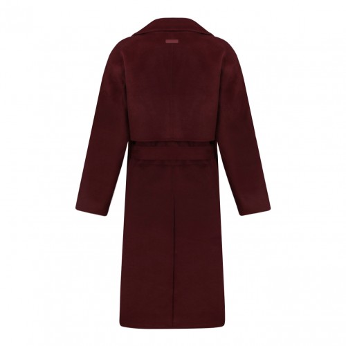 Deep Red Trench Coat With Belt