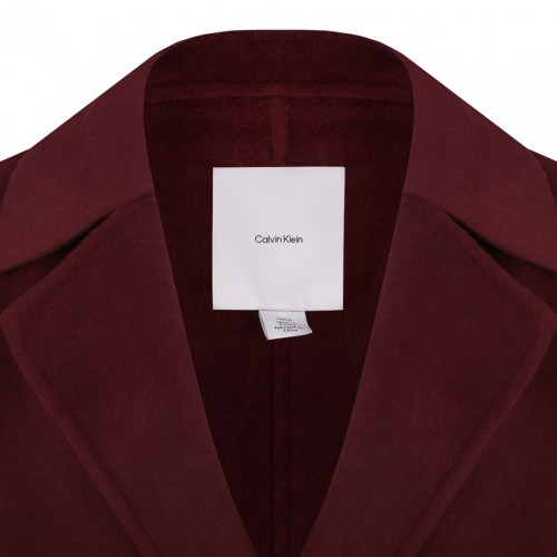 Deep Red Trench Coat With Belt