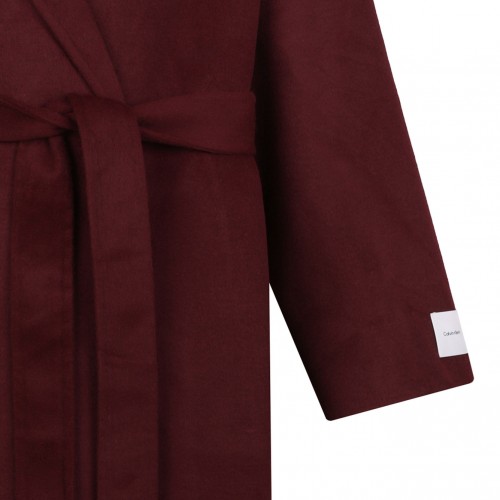 Deep Red Trench Coat With Belt