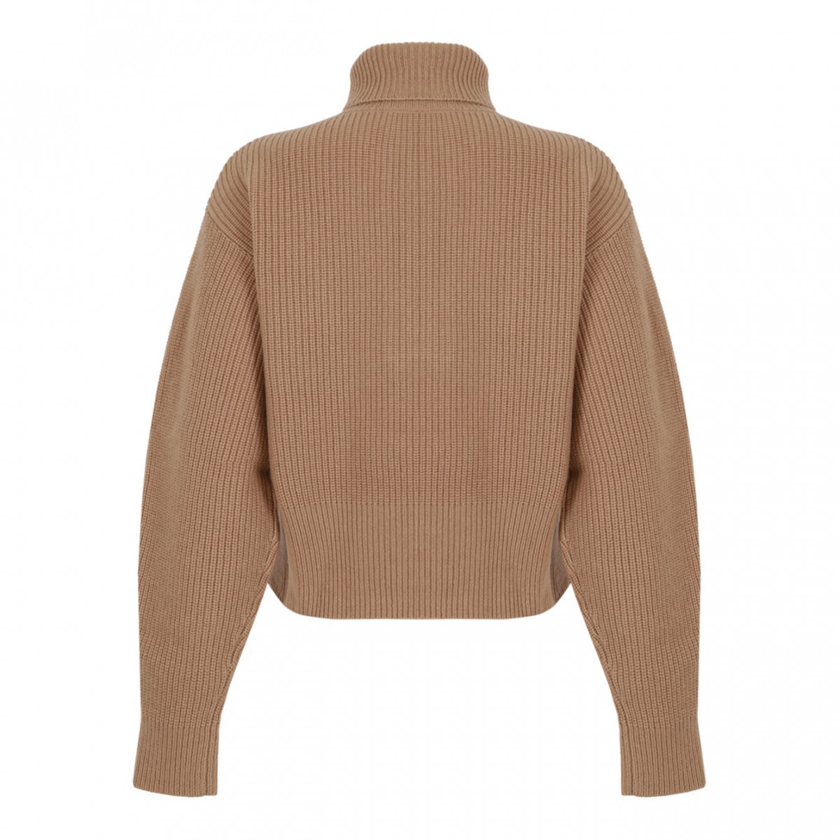 Camel Wool and Cashmere Zip-Up Sweater