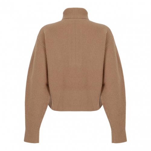 Camel Wool and Cashmere Zip-Up Sweater