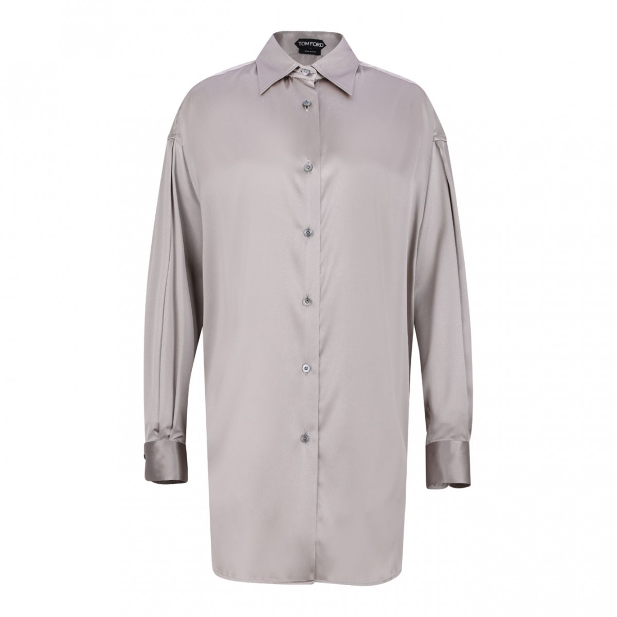 Silver Stretch Silk Satin Shirt