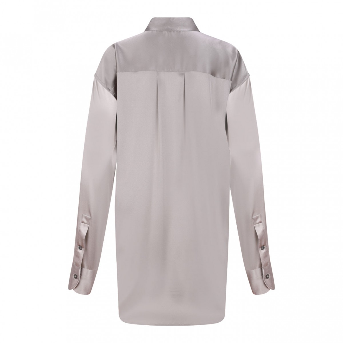 Silver Stretch Silk Satin Shirt