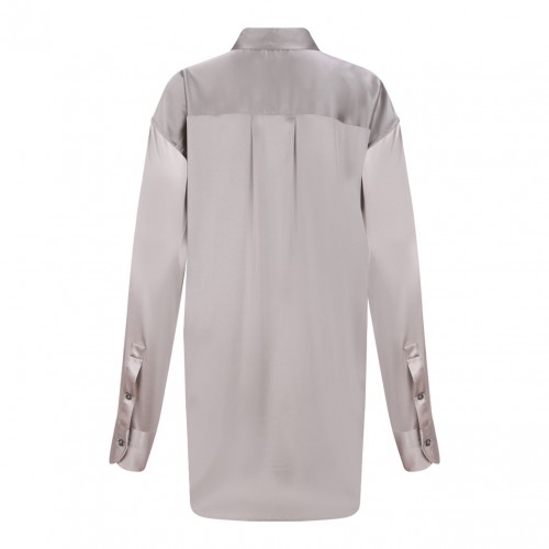 Silver Stretch Silk Satin Shirt
