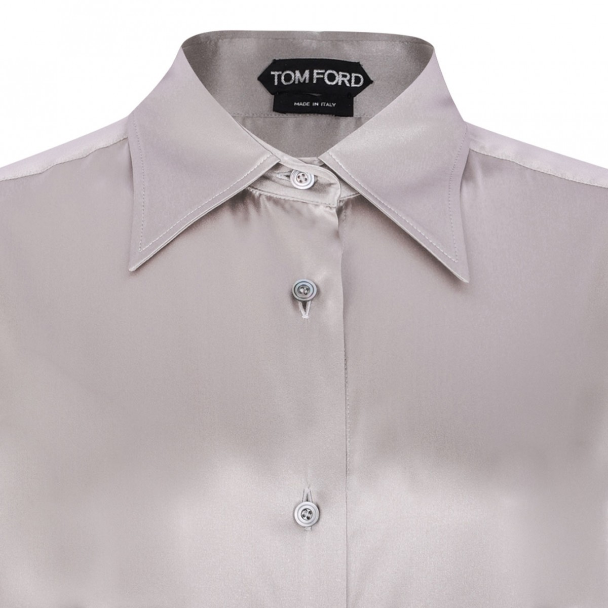 Silver Stretch Silk Satin Shirt