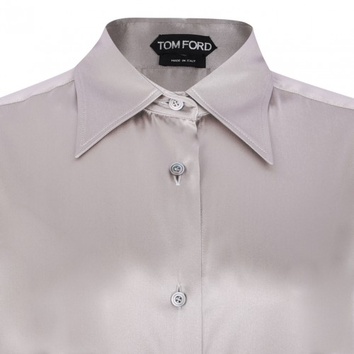 Silver Stretch Silk Satin Shirt