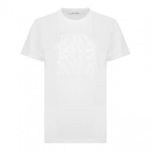 White Cotton Logo Embroidered T-Shirt
