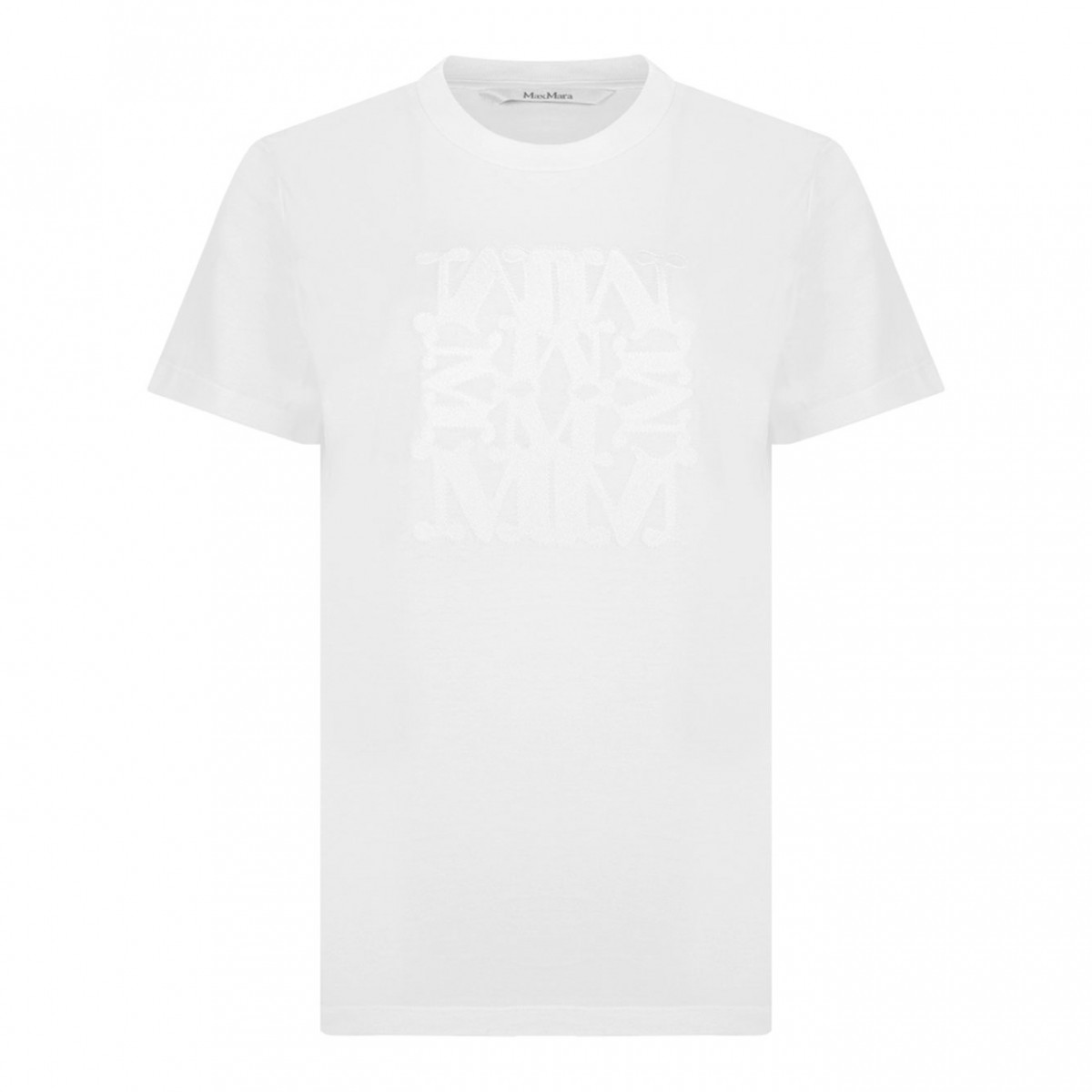 White Cotton Logo Embroidered T-Shirt