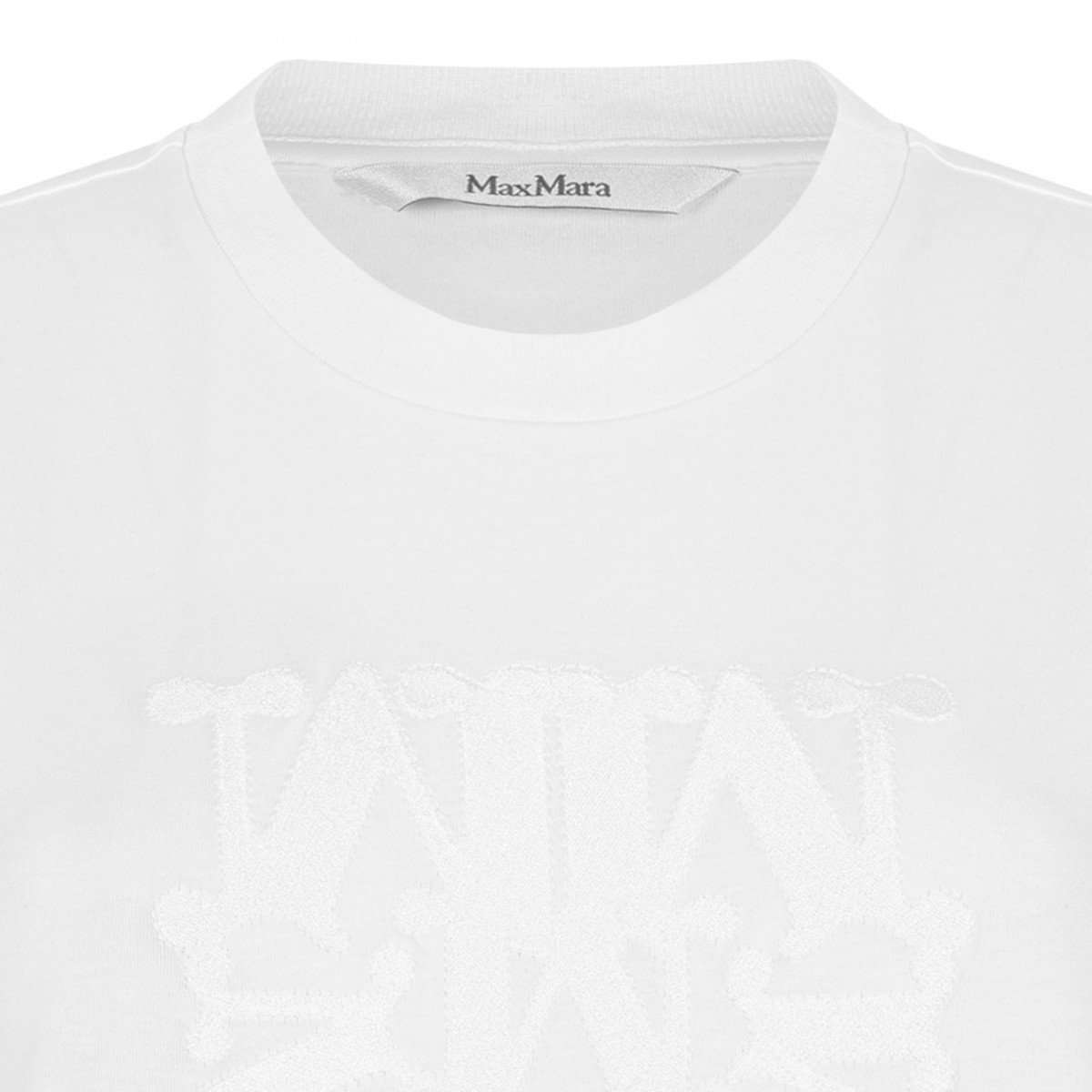 White Cotton Logo Embroidered T-Shirt
