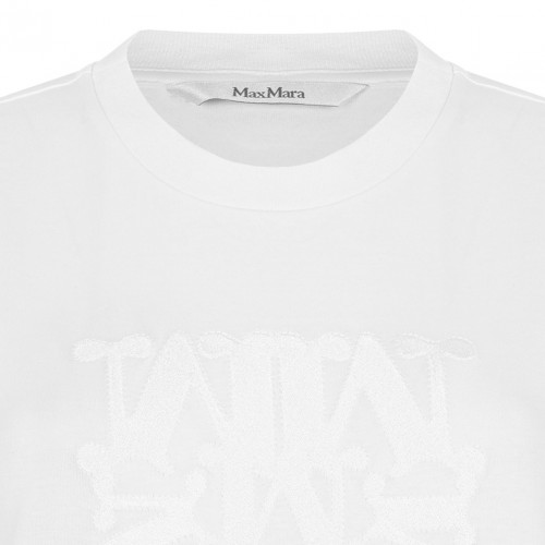 White Cotton Logo Embroidered T-Shirt