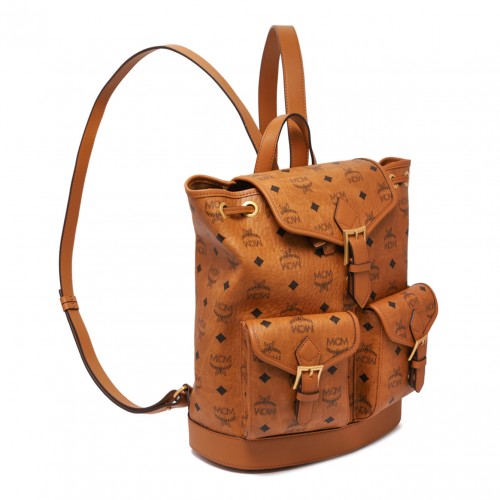 Cognac Small Aren Monogram Print Backpack