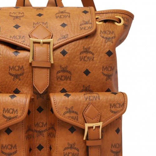 Cognac Small Aren Monogram Print Backpack