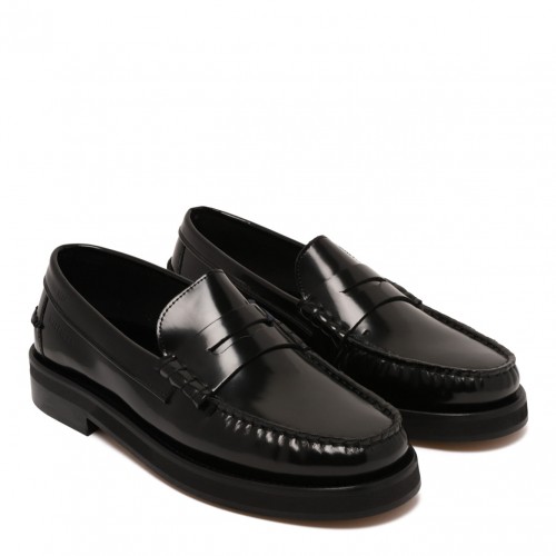 Black Leather Loafers With Embossed Logo 2