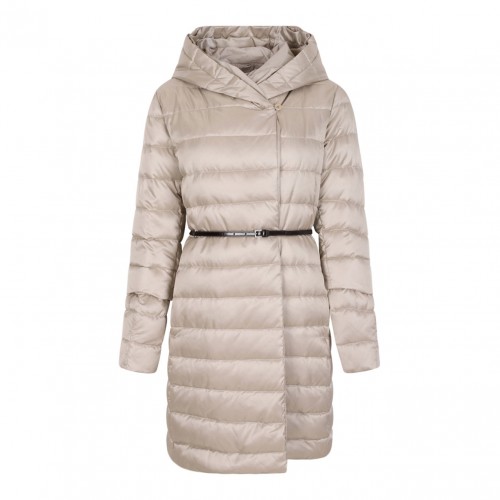 Ivory White Reversible Water-Repellent Satin Duvet Down Jacket