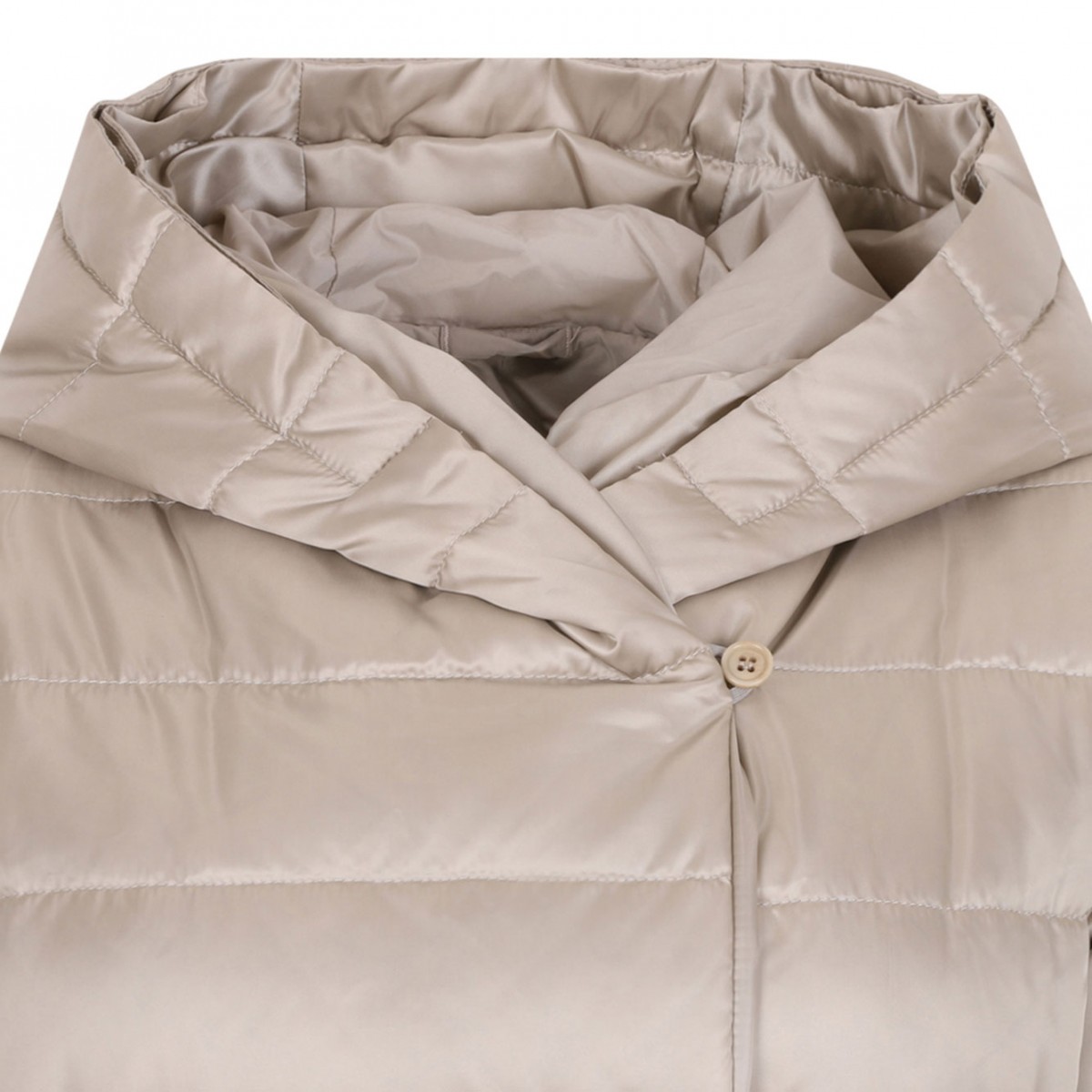 Ivory White Reversible Water-Repellent Satin Duvet Down Jacket