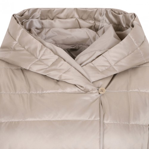 Ivory White Reversible Water-Repellent Satin Duvet Down Jacket