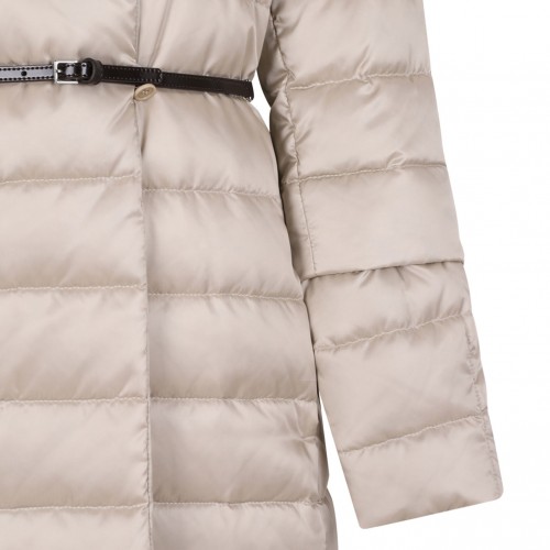 Ivory White Reversible Water-Repellent Satin Duvet Down Jacket