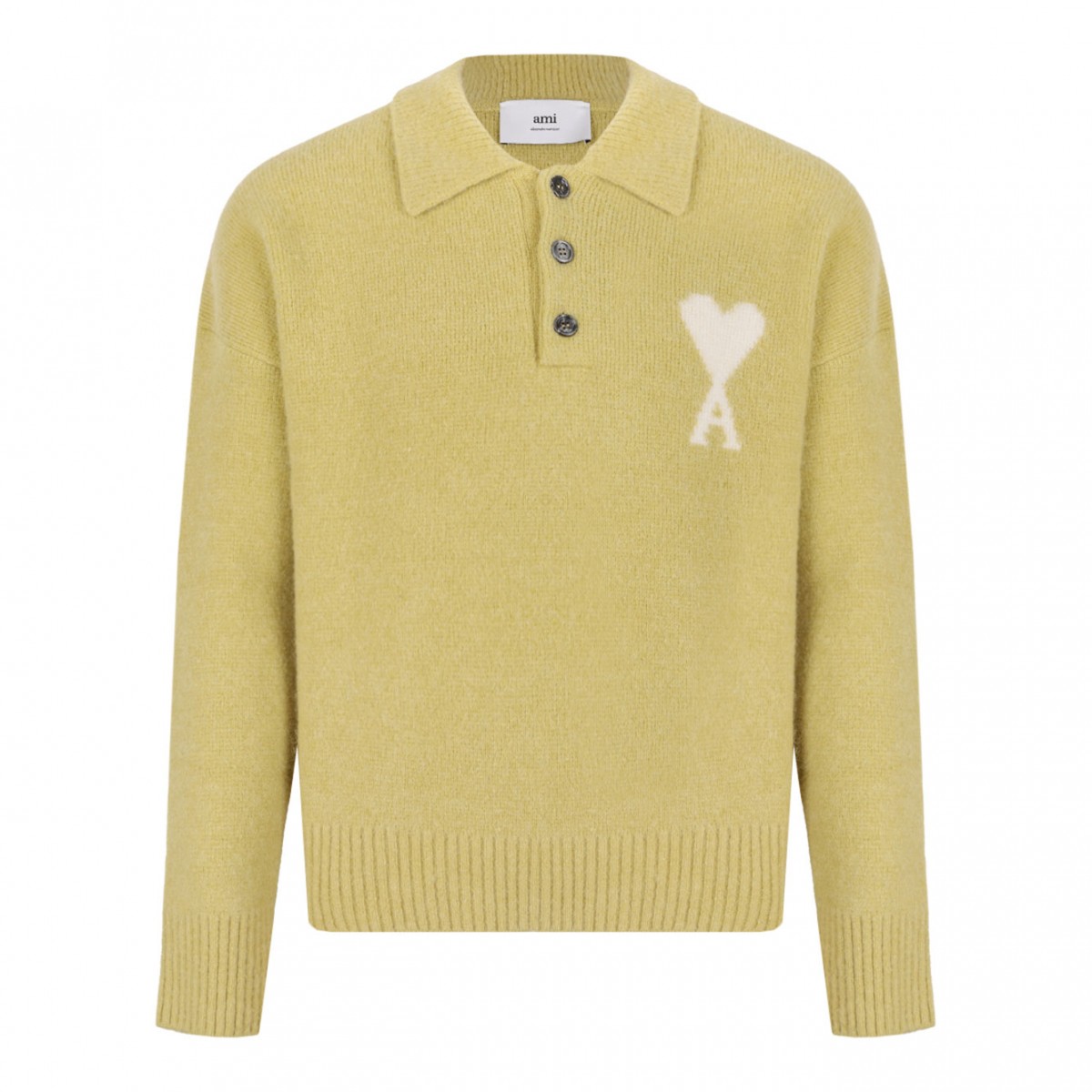 Yellow Dear Friend Logo Embroidered Polo Sweater