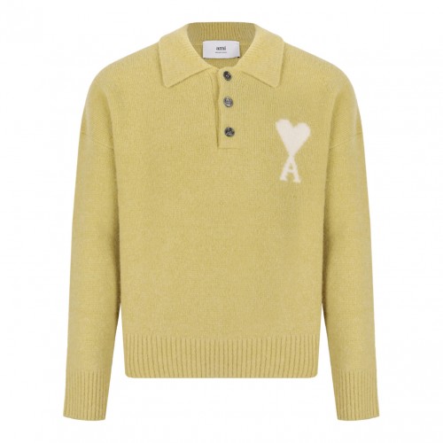 Yellow Dear Friend Logo Embroidered Polo Sweater