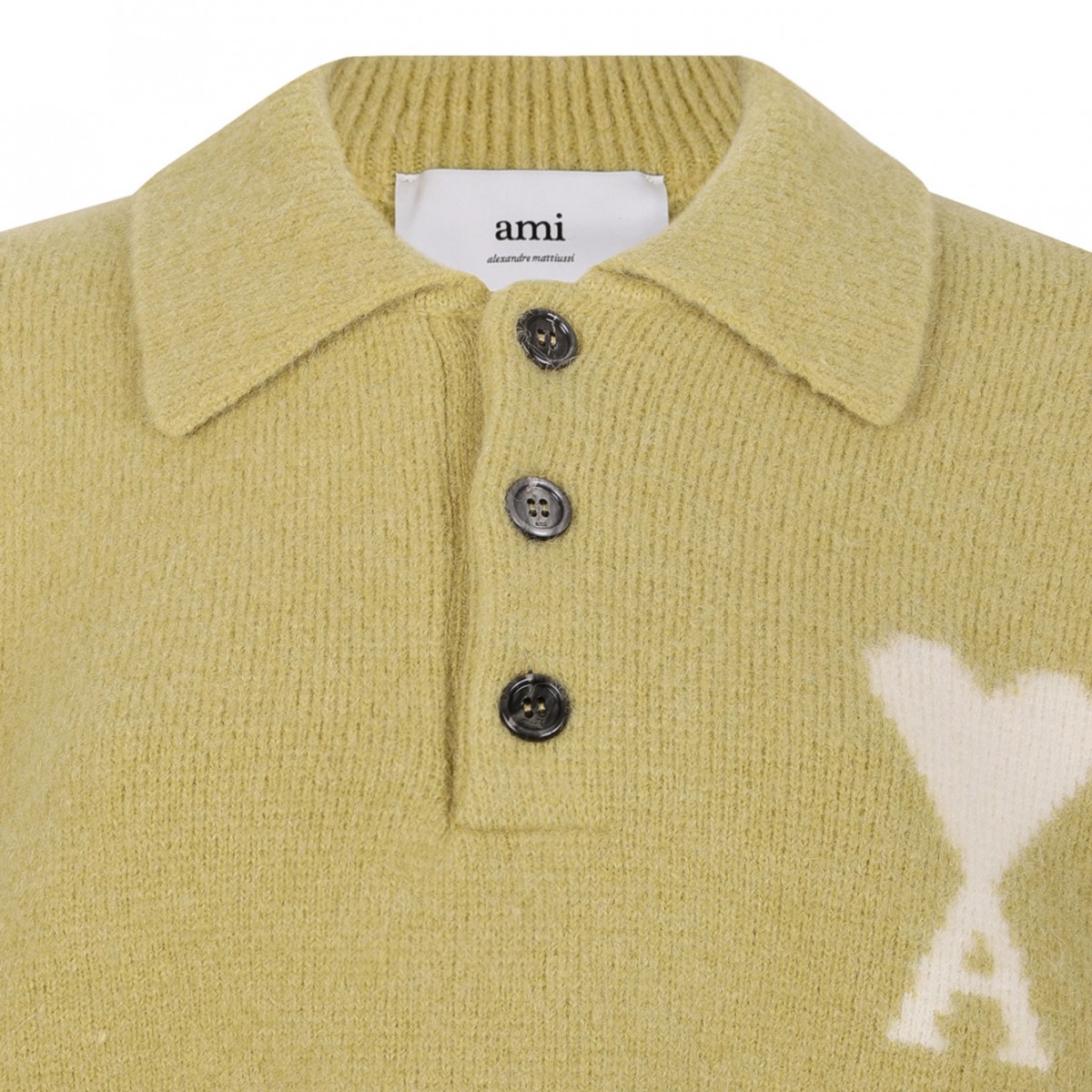 Yellow Dear Friend Logo Embroidered Polo Sweater