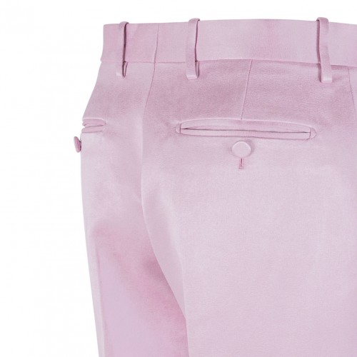Orchid Pink Washed Cotton Tailored Pants