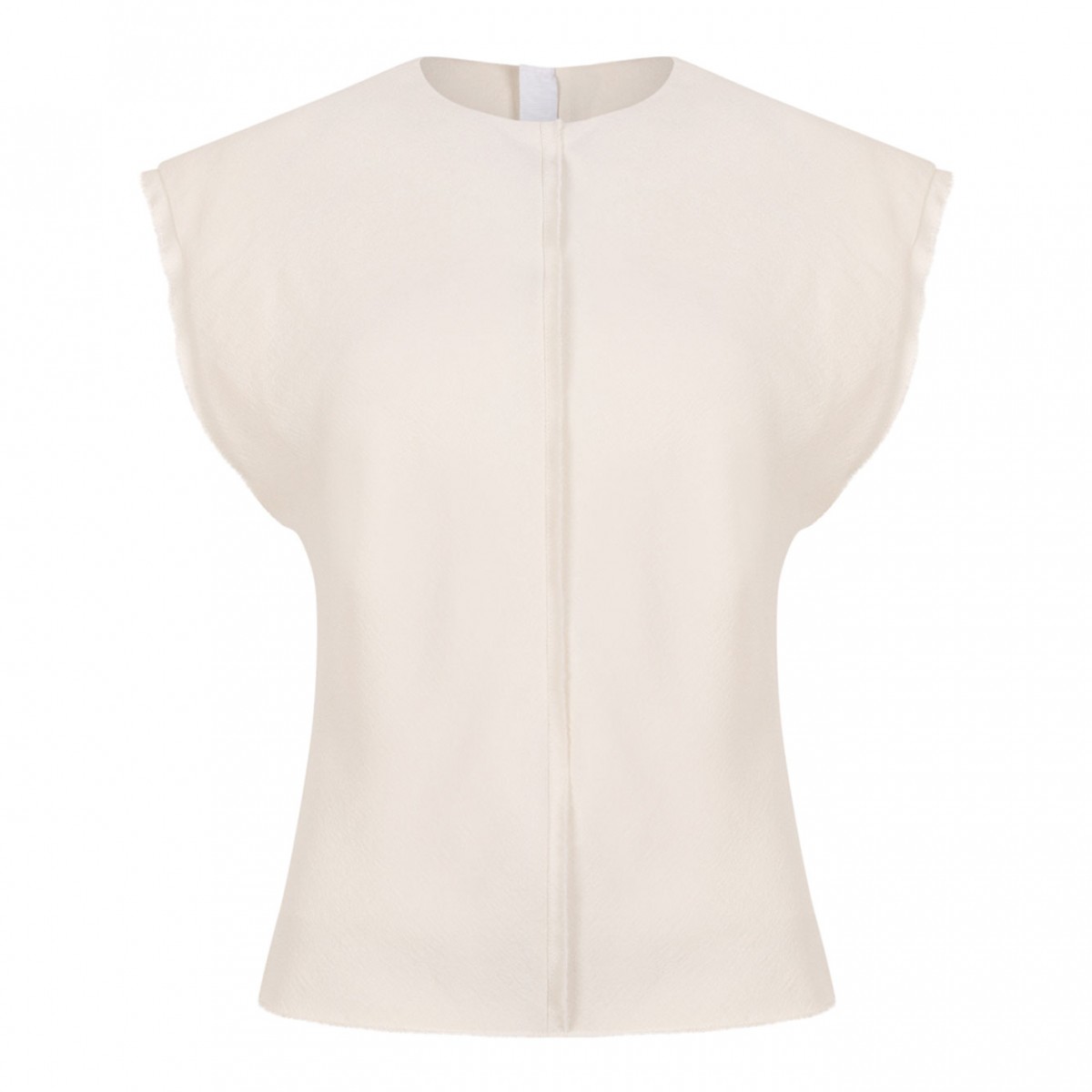 White Sleeveless Raw Edge Details Top