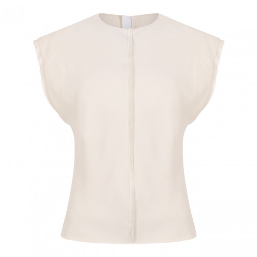 White Sleeveless Raw Edge Details Top