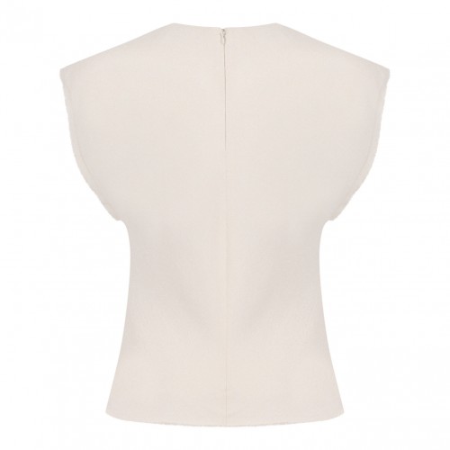 White Sleeveless Raw Edge Details Top 2