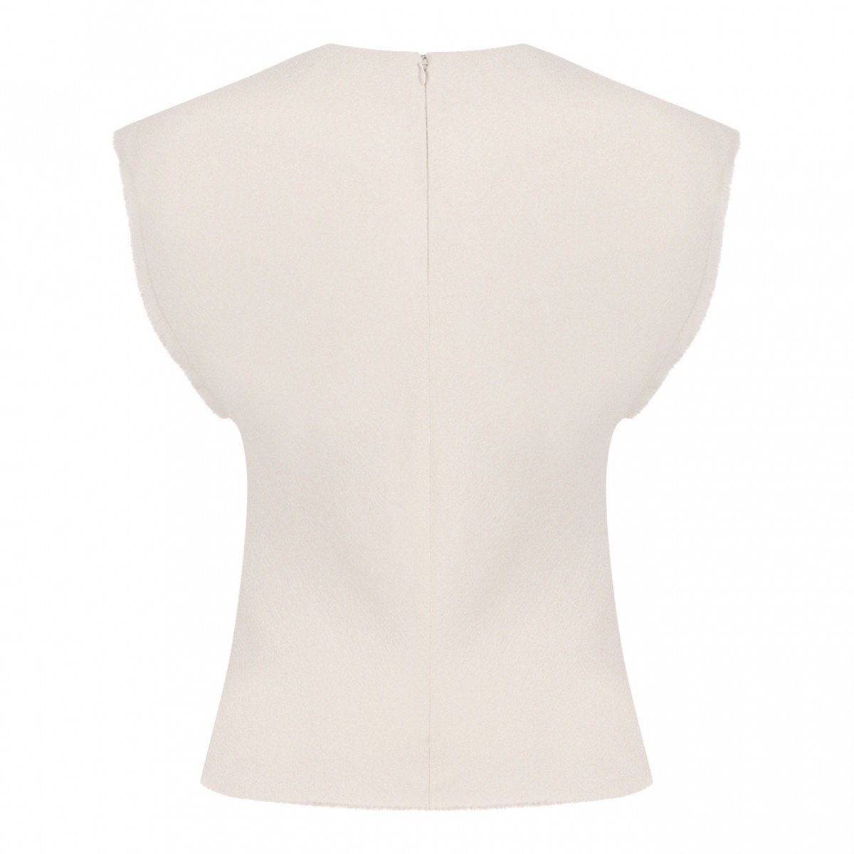 White Sleeveless Raw Edge Details Top