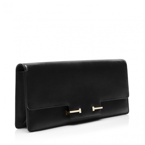 Black Supple Grain Leather Aube E/W Shoulder Bag