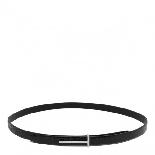 Black Printed Croc Slim T Belt