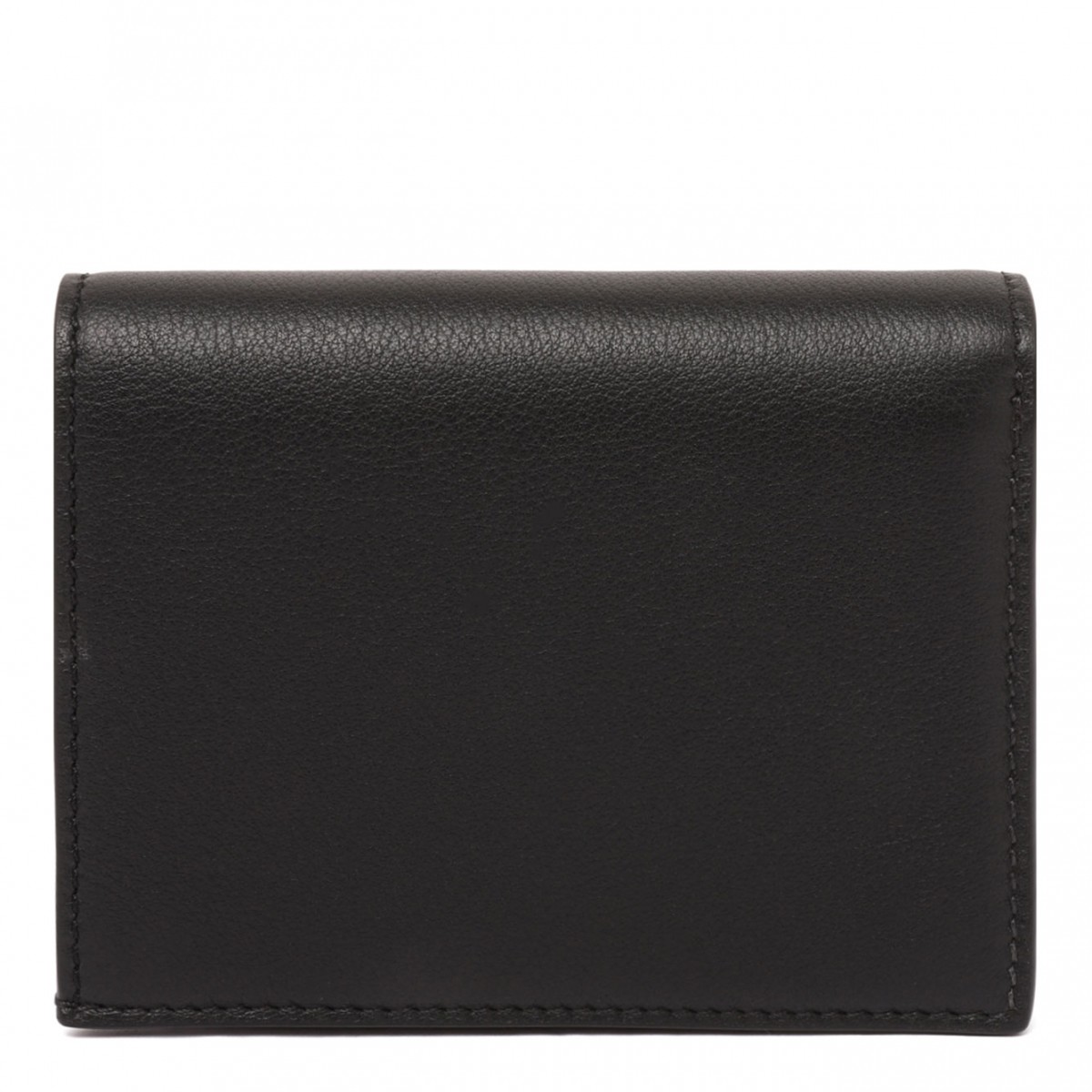 Black Natural Grain Leather Padlock Compact Wallet