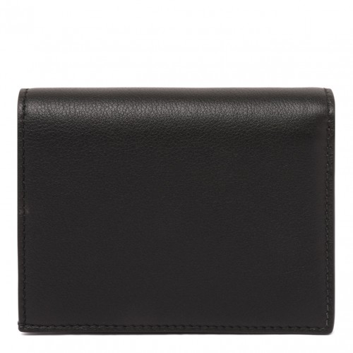 Black Natural Grain Leather Padlock Compact Wallet