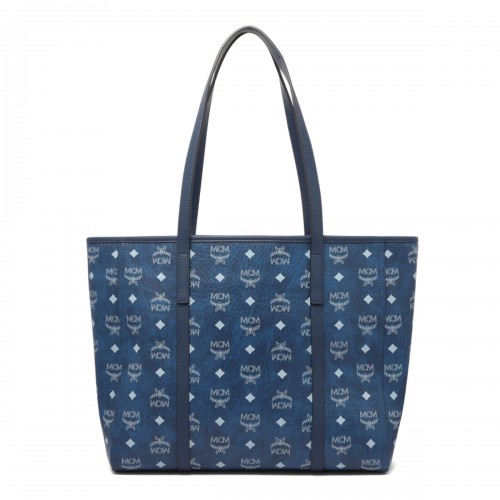 Blue Toni Visetos Monogram Canvas Top-Zip Tote Bag 2
