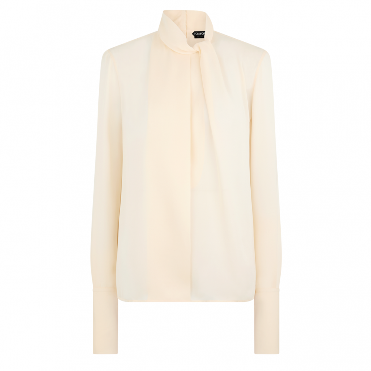 Ivory Washed Silk Georgette Long Sleeve Blouse