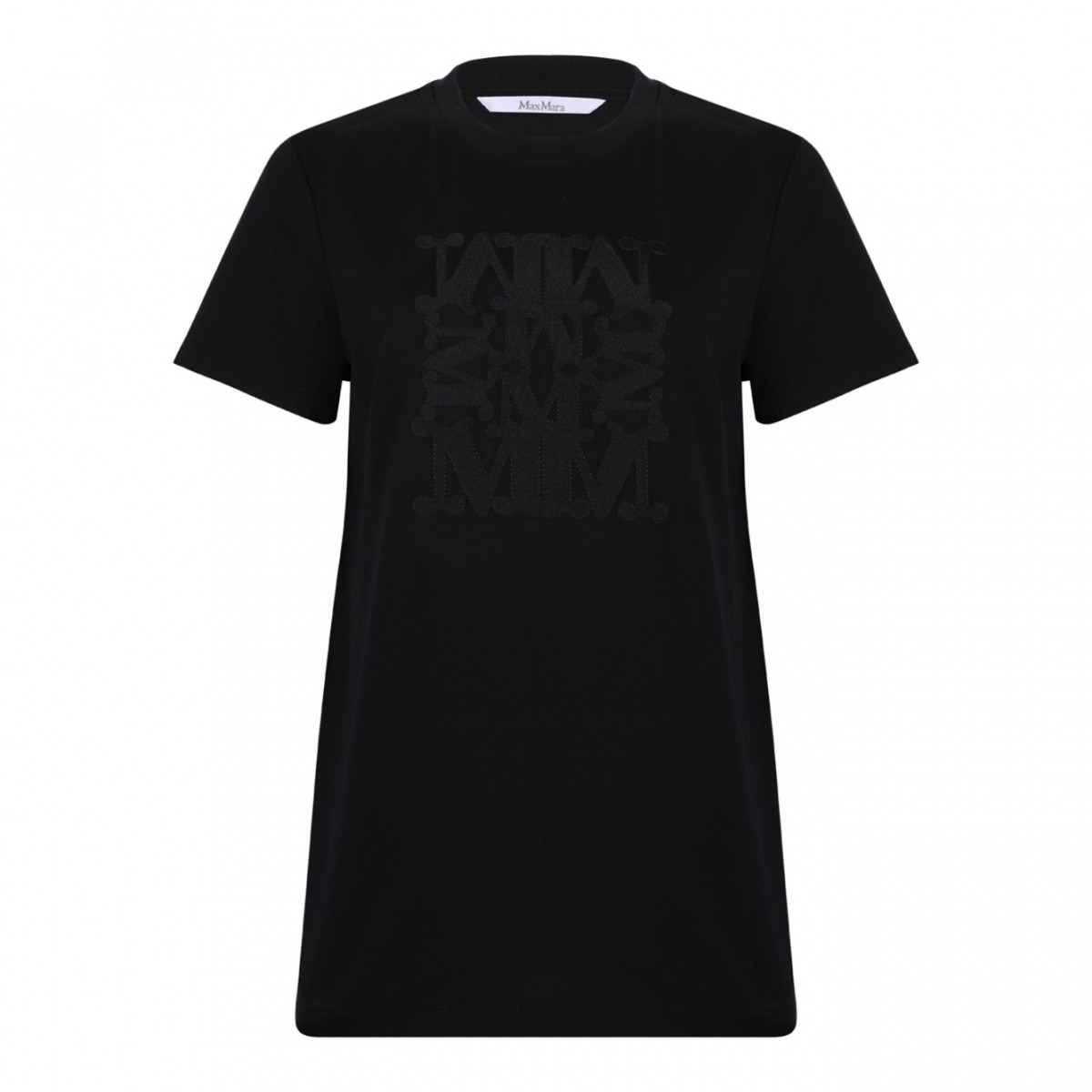 Black Cotton Logo Embroidered T-Shirt